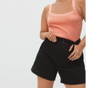 Everlane Way-High Twill Shorts, Black, XXS